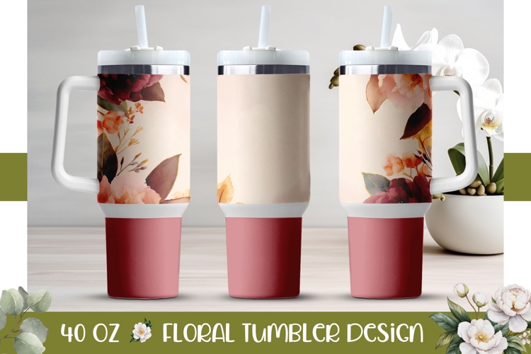 Peony Tumbler Wrap Design, Flowers 40 Oz Tumbler PNG