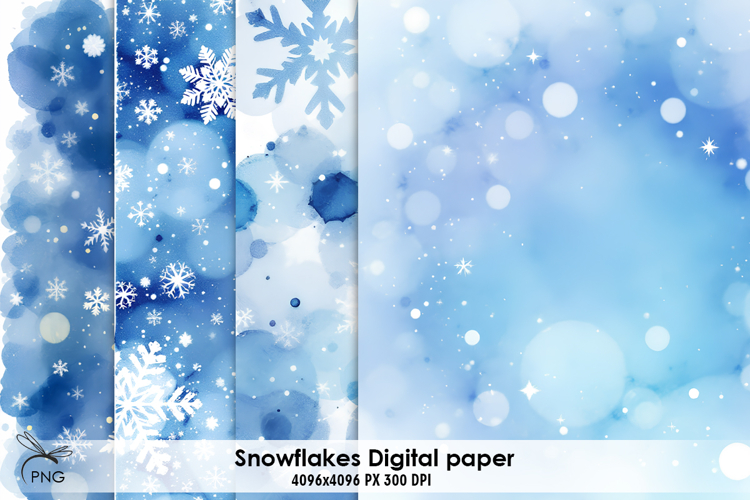 Snowflakes digital paper, Christmas background clipart