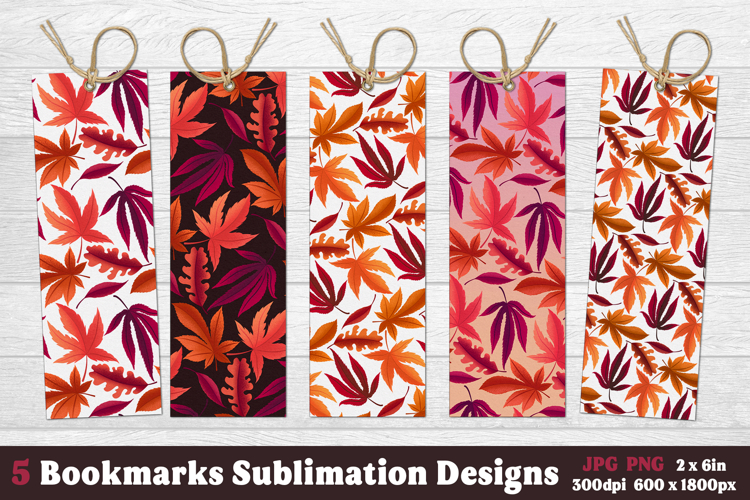 Autumn Leaves Printable Bookmark, Fall Foliage Sublimation