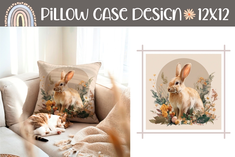 Easter Bunny Pillow Case, Cartoon Animals Pillow Sublimation