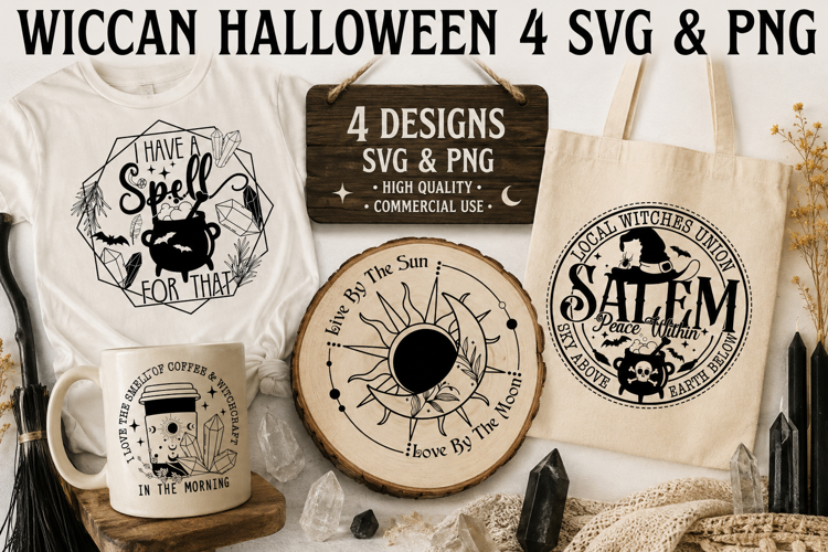 Wiccan Halloween SVG PNG, Witchy Celestial Sayings