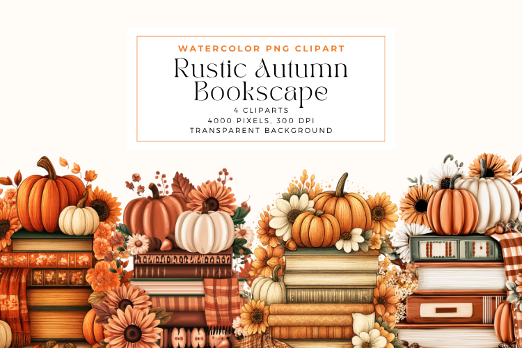 Rustic Autumn Bookscape Clipart
