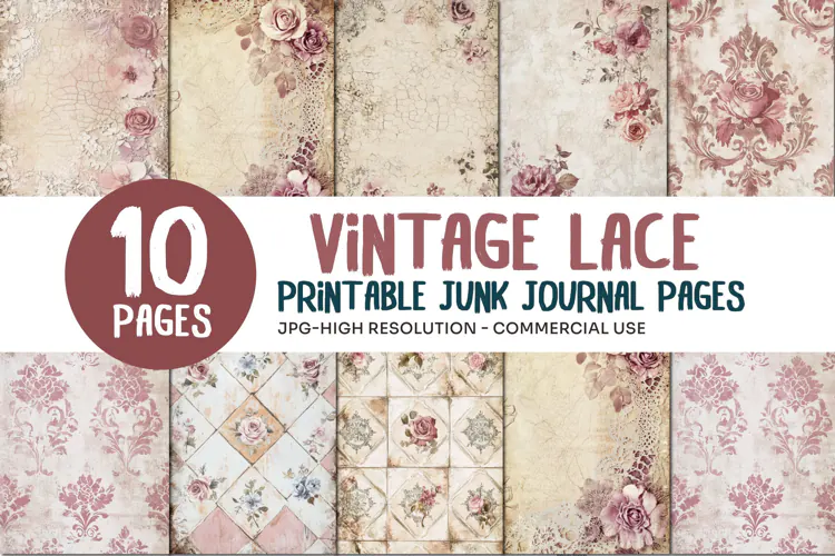 Vintage Lace Junk Journal Pages