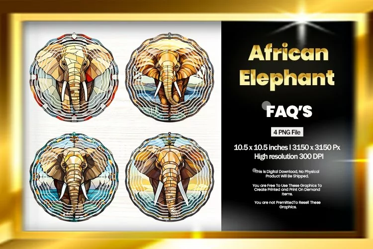 African Elephant Wind Spinner Sublimation - 04 Variations