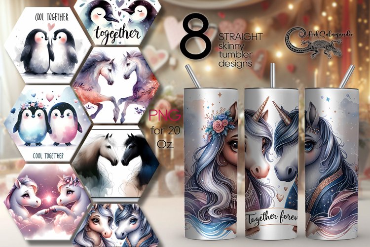 Valentine animals | cute horse   penguin Skinny tumbler