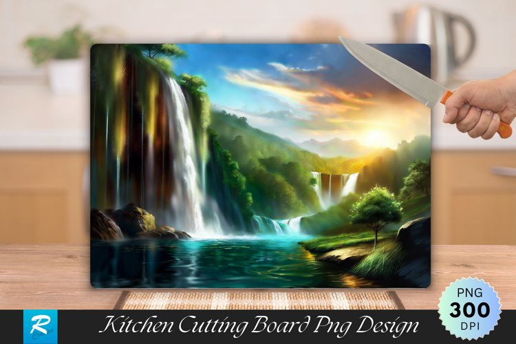 Water Falling Cutting Board Sublimation Design example image 1