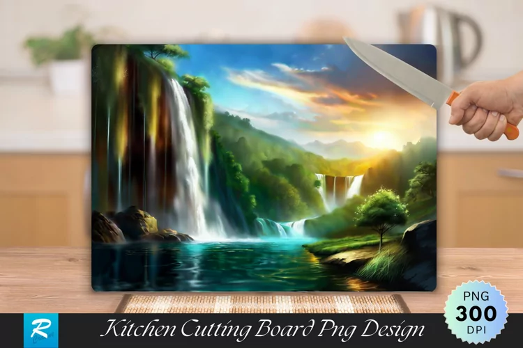 Water Falling Cutting Board Sublimation Design