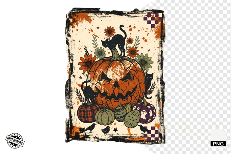 Distressed Vintage Halloween Design Clipart
