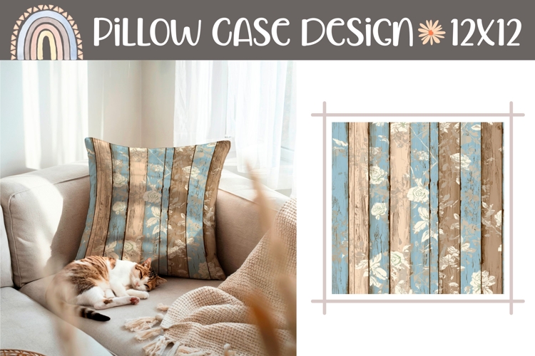 Rustic Pillow Template, Floral Pillow Case Sublimation