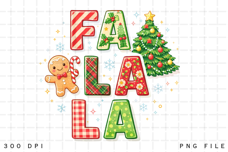 Fa La La PNG: Christmas Season Shirt Design