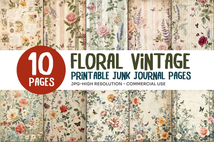 Floral Vintage Junk Journal Pages