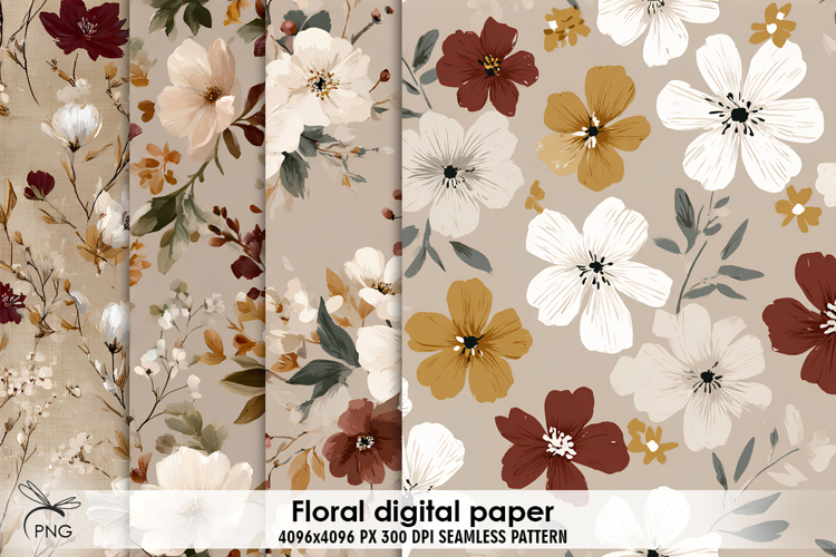 Floral digital paper, seamless pattern