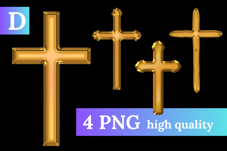 Golden Easter Cross PNG