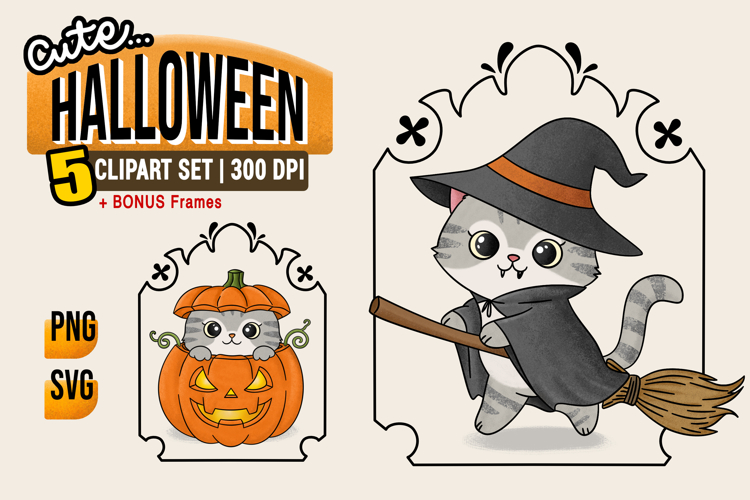 Halloween Cats Clipart extra BONUS!