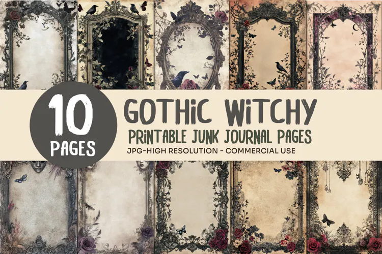 Gothic Raven Junk Journal Pages