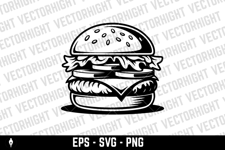 Illustration of burger. Design element for logo, label