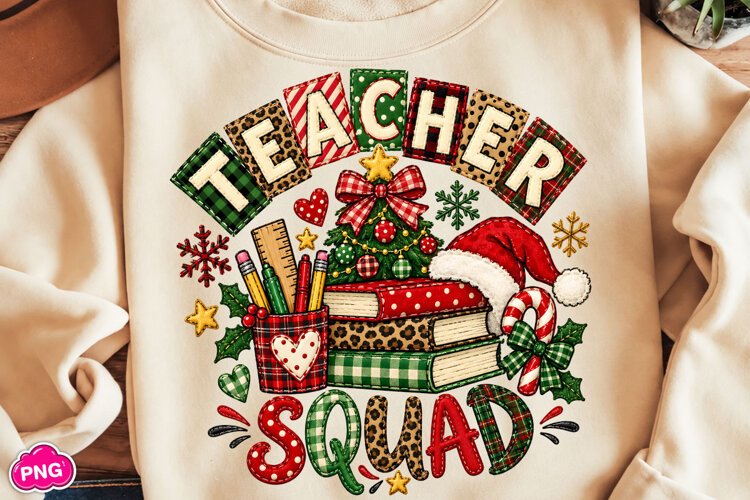 Christmas Teacher Squad PNG, Christmas Sublimation example image 1