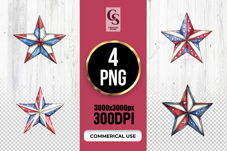 Patriotic Star Clipart Sublimation PNG