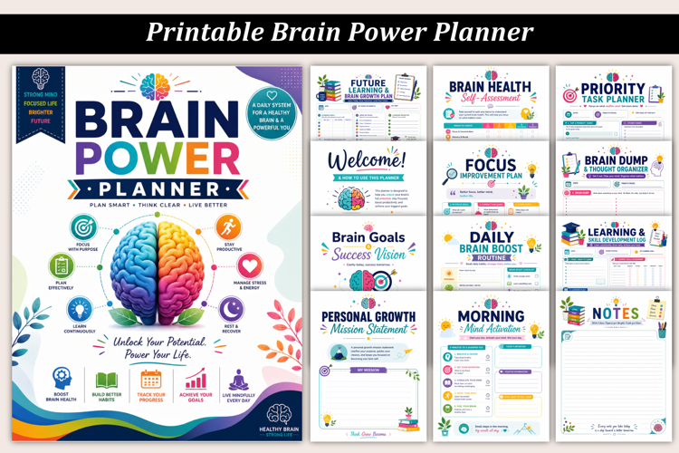 Brain Power Planner | Printable Brain Health Planner,