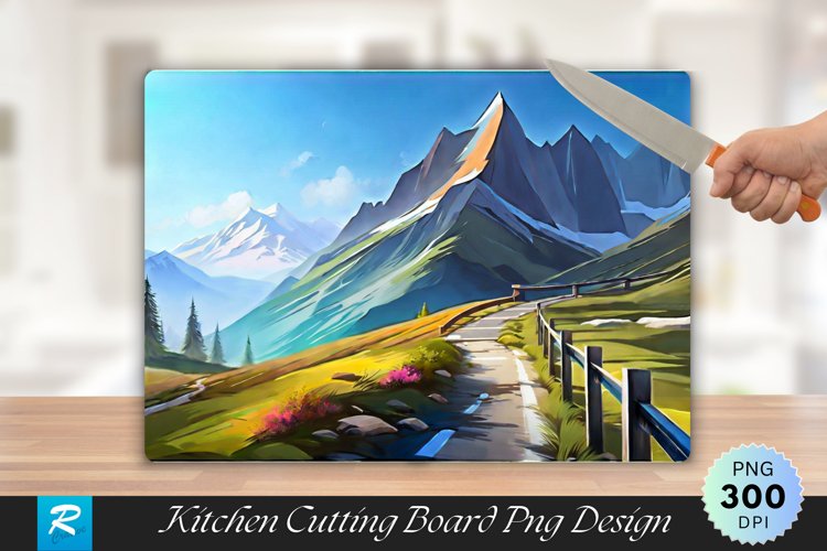 Mountain Road Landscape Cutting Board Sublimation Design