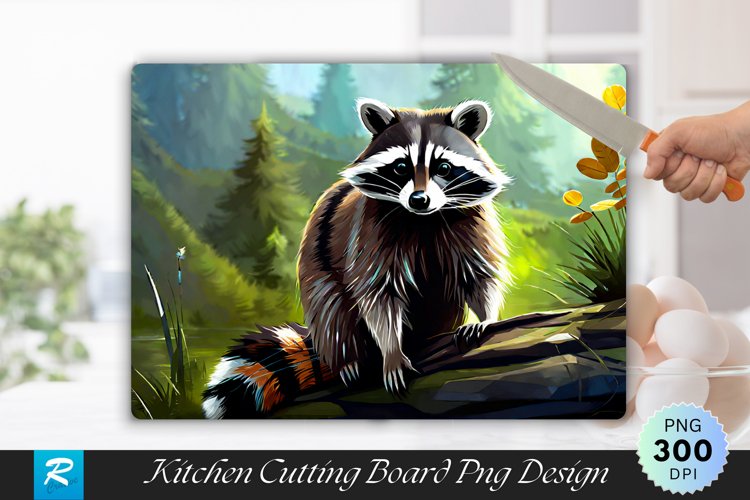 Racoon Background Cutting Board Sublimation Design example image 1