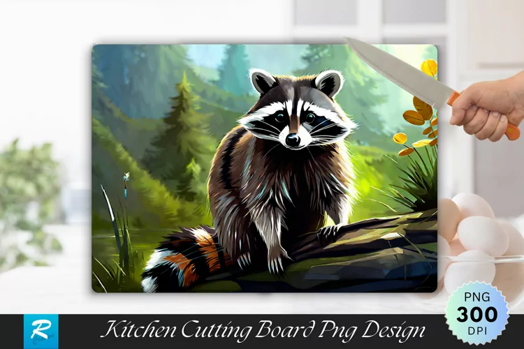 Racoon Background Cutting Board Sublimation Design