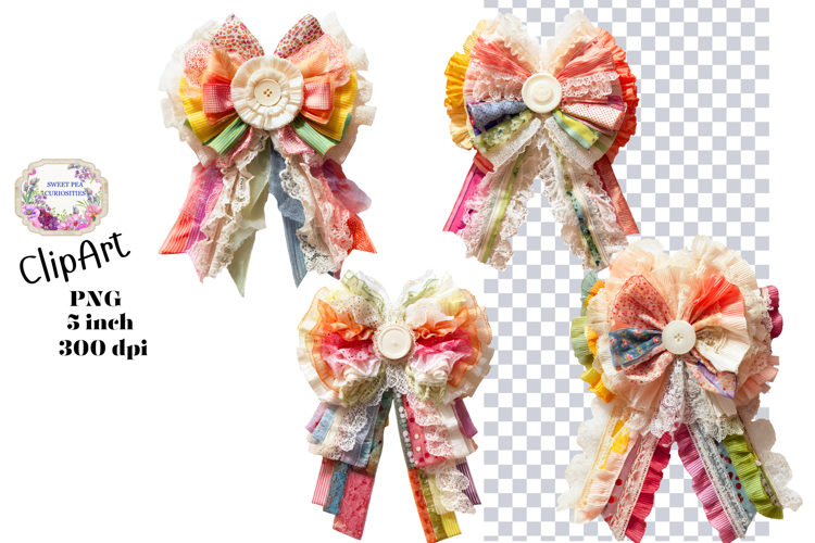 Bows, Ribbon, Lace , Clipart, Ephemera, PNG, Junk Journal