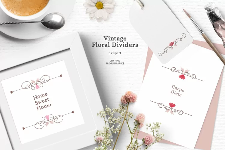 Vintage watercolor dividers and borders
