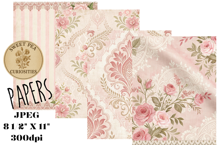 Shabby Chic, Pink, Paper, Floral, Papers, Junk Journal