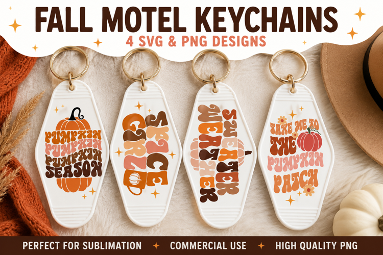 Title: Fall Motel Keychain SVG PNG, Retro Pumpkin Sayings