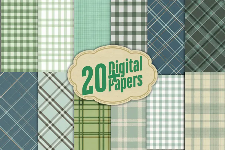 Sage Green Plaid Digital Paper
