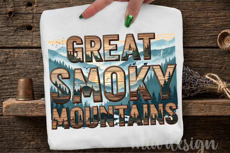 Great Smoky Mountains PNG, Vintage National Park Bear Design example image 1