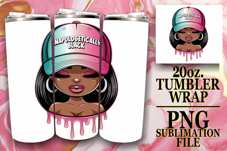 HAPPY ADVENTURES 20oz TUMBLER WRAP, Black Woman