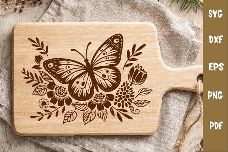 Floral Design, Flowers and Butterfly SVG Pattern