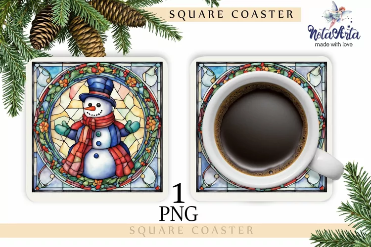 STAINED GLASS SNOWMAN Coasters