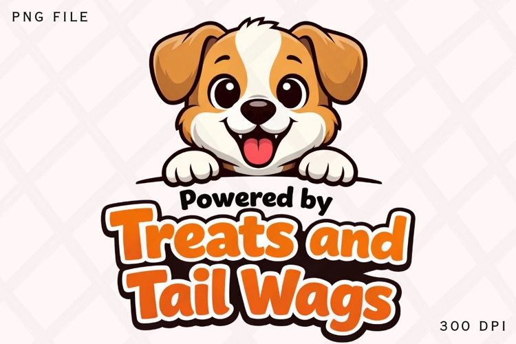 Powered by Treats and Tail Wags Cute Puppy Shirt Design