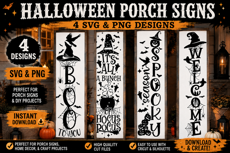 Halloween Porch Sign SVG, Halloween Welcome Sign PNG