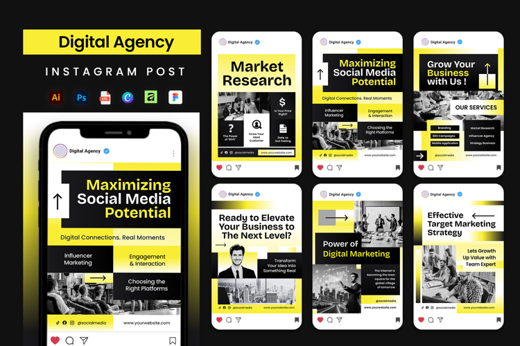 Gradient Yellow Business Agency - Instagram Post