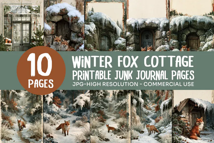 Winter Fox Cottage Junk Journal Pages