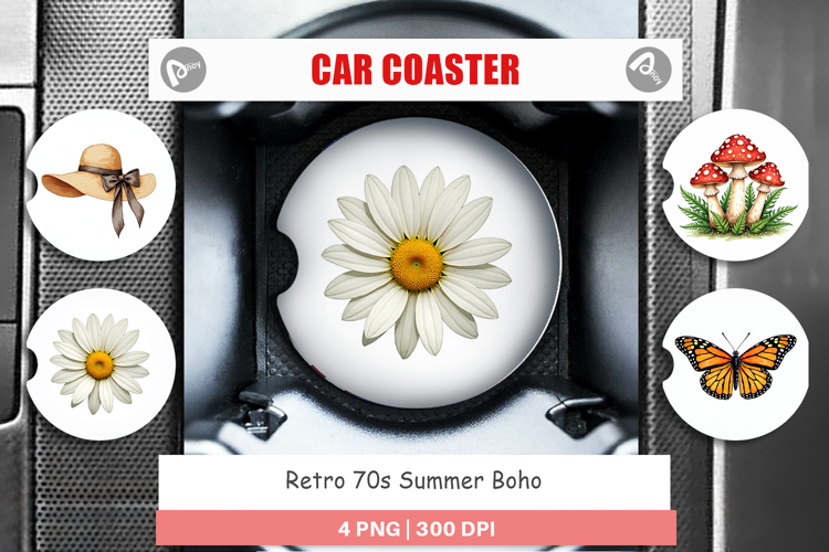 Retro 70s Summer Boho Car Coaster