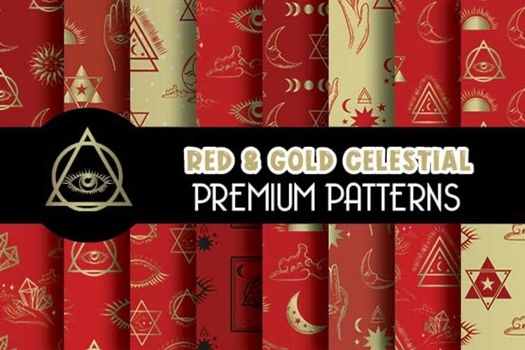 Red Celestial Magical Digital Papers