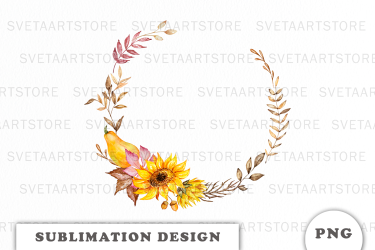 Watercolor Autumn Pumpkins Wreath png
