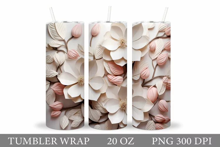 3D Flowers Tumbler Design. Flowers Tumbler Wrap Sublimation