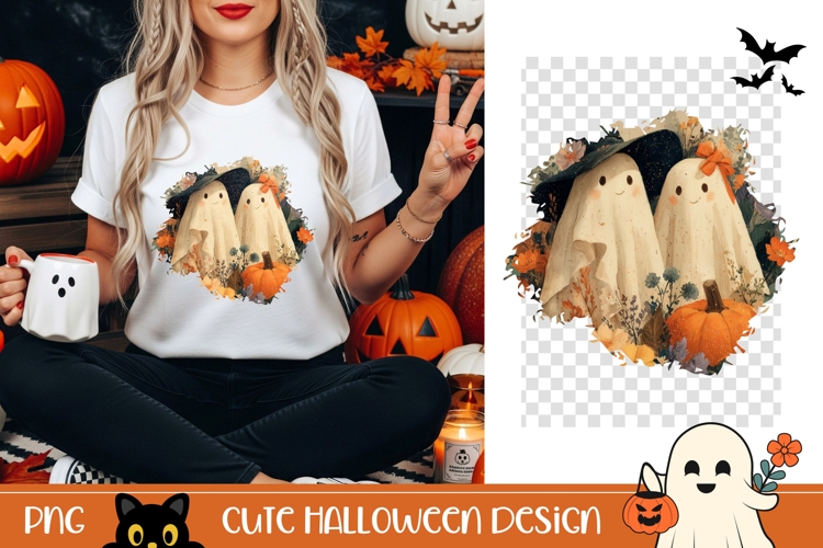 Halloween Ghosts PNG, Cute Halloween Ghost Sublimation PNG