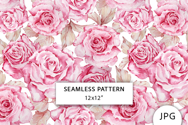Pink Roses Seamless Pattern, Digital Paper