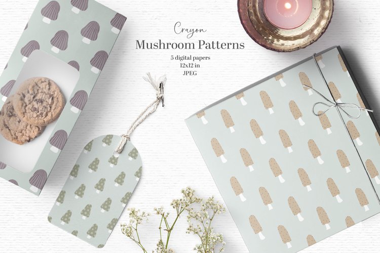 Cute mushroom digital papers example image 1