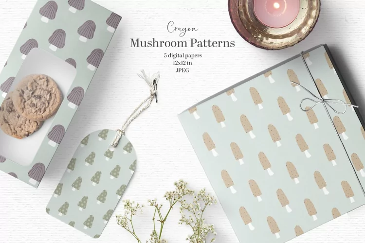 Cute mushroom digital papers