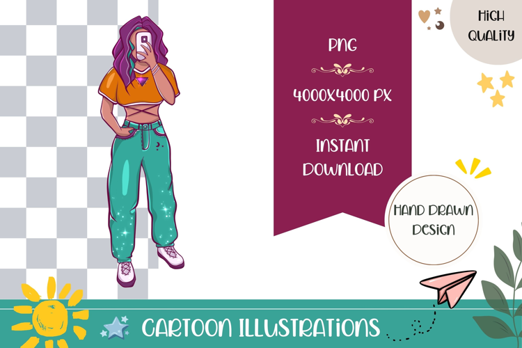 Hand Drawn School Girl Illustration, Cartoon Girl PNG