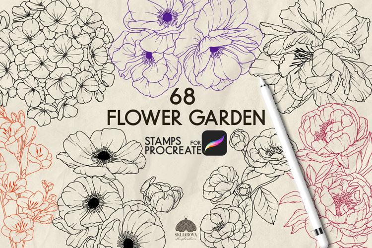 Summer Flower Garden Procreate stamps