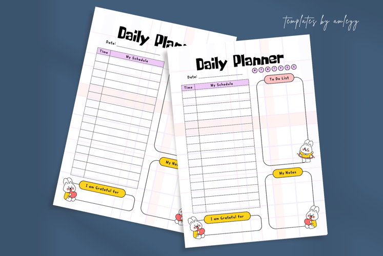 Kawaii Aesthetic Daily Planner Template Cute Editable Canva
